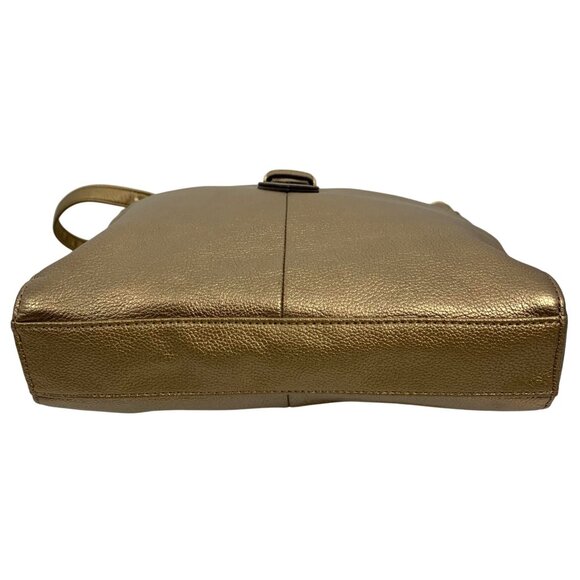 TIGNANELLO Metallic Gold/Bronze Leather Buckle Strap Shoulder Crossbody Bag EUC - Picture 5 of 12